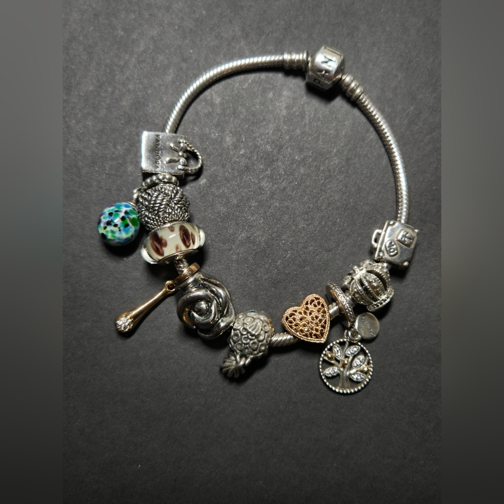 PANDORA Multi-Charm Silver Bracelet